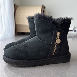 UGG Black Suede Shearling Boots